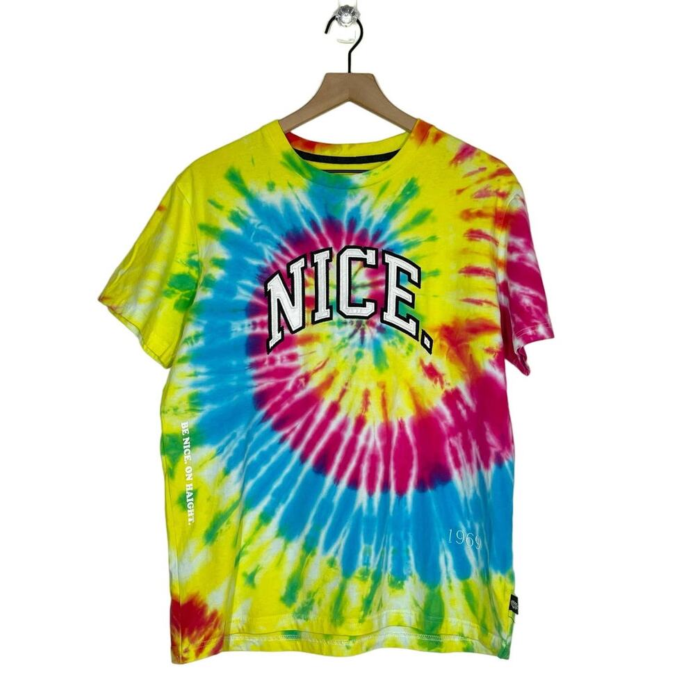 Nicekicks X Woodstock "NICE" T-Shirt Size S Tie Dye Retro Short Sleeve Embroider